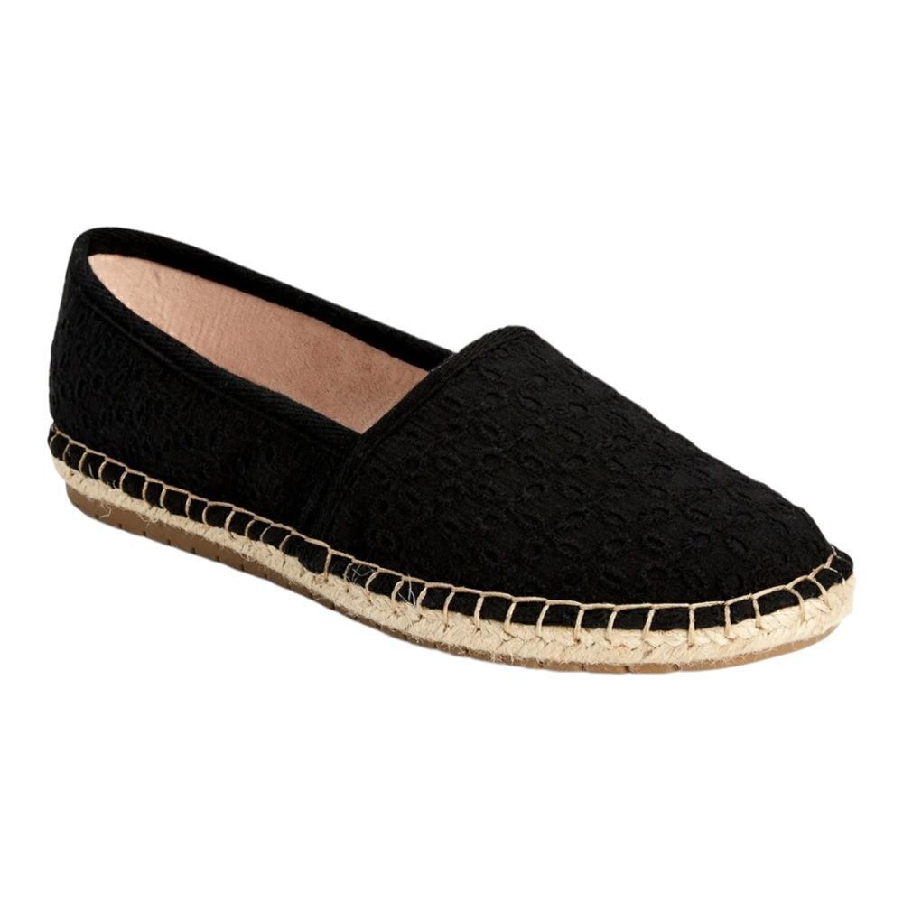 Charter Club Womens Joeey Black Embroidered Eyelet Espadrilles Flats in Size 8